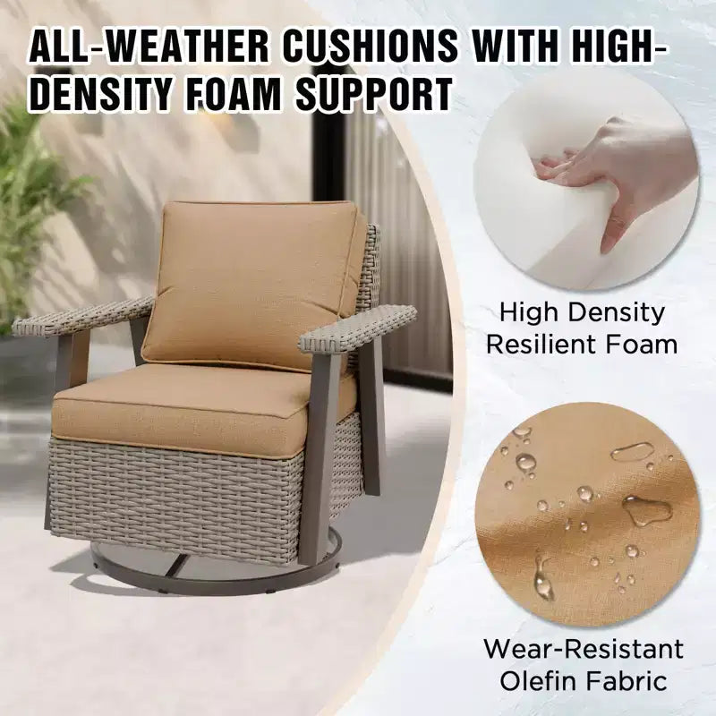 EAGLE PEAK Classic 360 Swivel Rocker Patio Chair with Thick Cushions, All-Weather Wicker Outdoor Lounge Glider