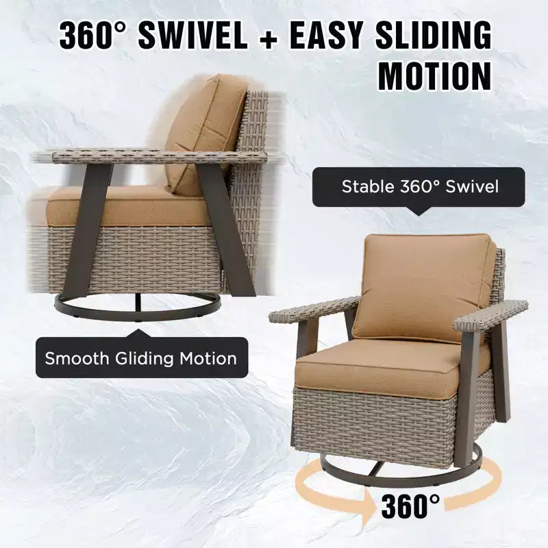 EAGLE PEAK Classic 360 Swivel Rocker Patio Chair with Thick Cushions, All-Weather Wicker Outdoor Lounge Glider