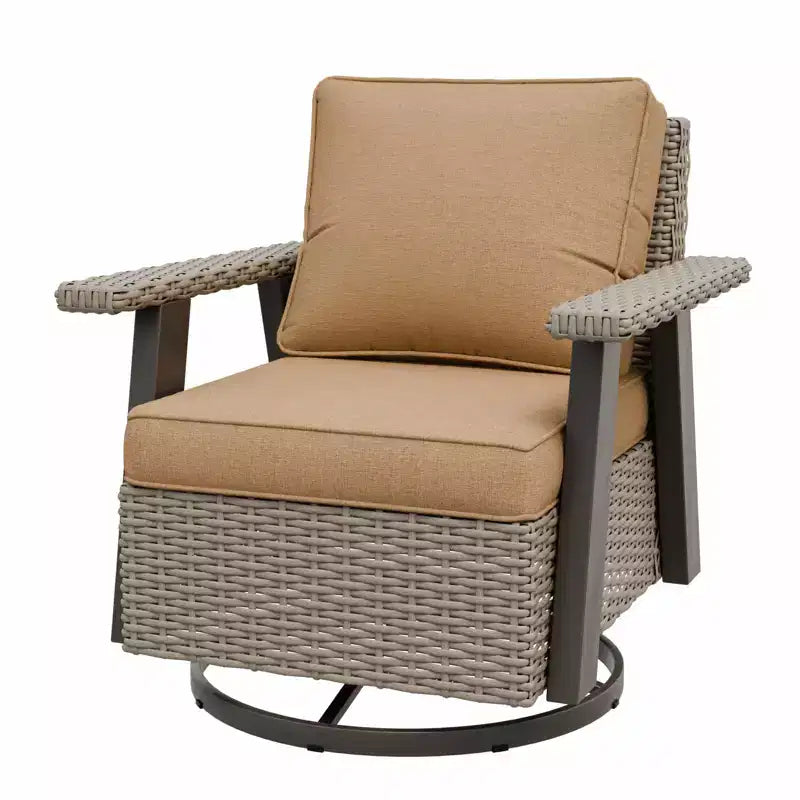 EAGLE PEAK Classic 360 Swivel Rocker Patio Chair with Thick Cushions, All-Weather Wicker Outdoor Lounge Glider