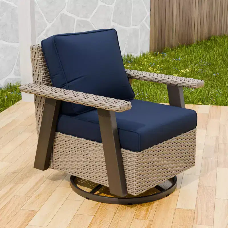 EAGLE PEAK Classic 360 Swivel Rocker Patio Chair with Thick Cushions, All-Weather Wicker Outdoor Lounge Glider