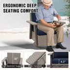 EAGLE PEAK Classic 360 Swivel Rocker Patio Chair with Thick Cushions, All-Weather Wicker Outdoor Lounge Glider