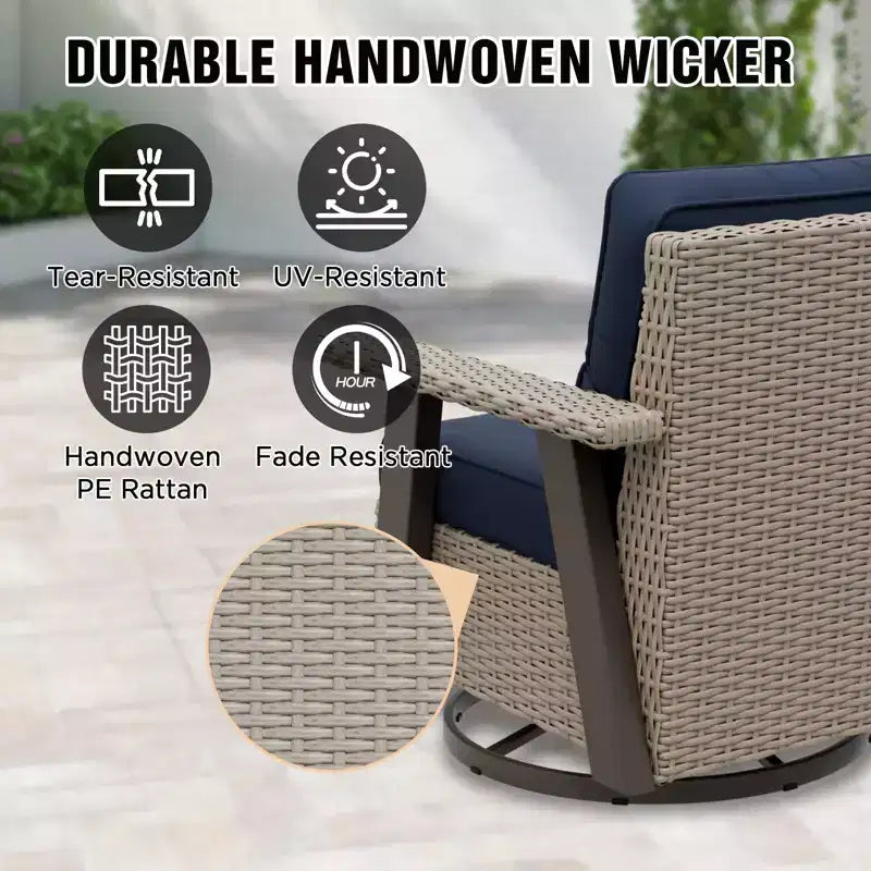 EAGLE PEAK Classic 360 Swivel Rocker Patio Chair with Thick Cushions, All-Weather Wicker Outdoor Lounge Glider