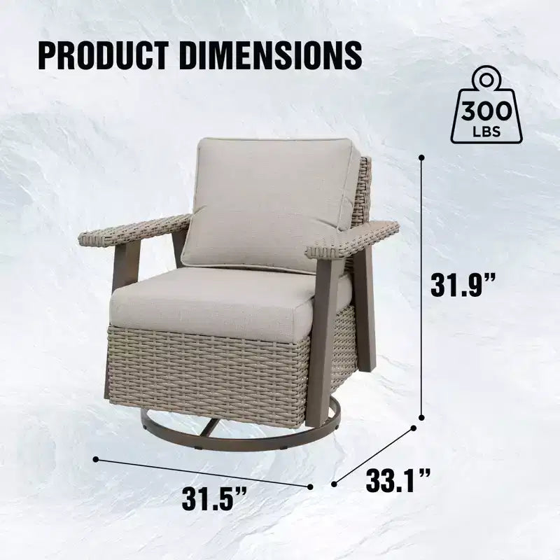 EAGLE PEAK Classic 360 Swivel Rocker Patio Chair with Thick Cushions, All-Weather Wicker Outdoor Lounge Glider