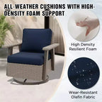 EAGLE PEAK Classic 360 Swivel Rocker Patio Chair with Thick Cushions, All-Weather Wicker Outdoor Lounge Glider