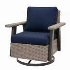 EAGLE PEAK Classic 360 Swivel Rocker Patio Chair with Thick Cushions, All-Weather Wicker Outdoor Lounge Glider