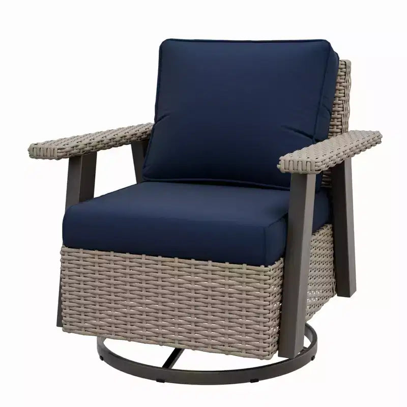 EAGLE PEAK Classic 360 Swivel Rocker Patio Chair with Thick Cushions, All-Weather Wicker Outdoor Lounge Glider
