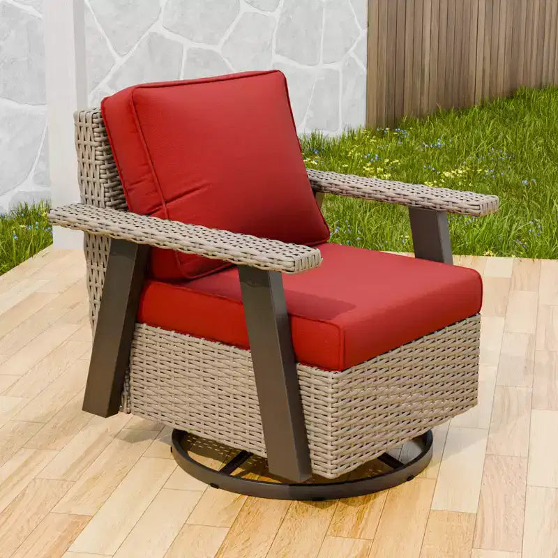 EAGLE PEAK Classic 360 Swivel Rocker Patio Chair with Thick Cushions, All-Weather Wicker Outdoor Lounge Glider