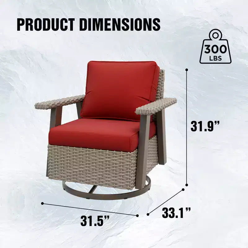 EAGLE PEAK Classic 360 Swivel Rocker Patio Chair with Thick Cushions, All-Weather Wicker Outdoor Lounge Glider
