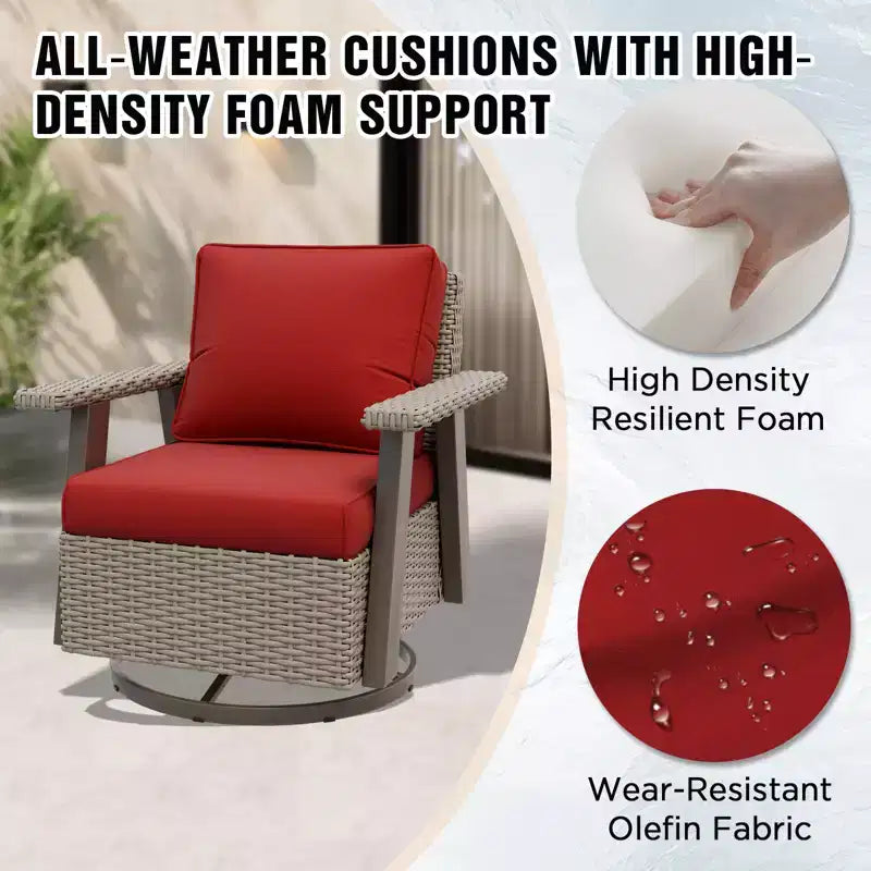 EAGLE PEAK Classic 360 Swivel Rocker Patio Chair with Thick Cushions, All-Weather Wicker Outdoor Lounge Glider