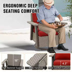 EAGLE PEAK Classic 360 Swivel Rocker Patio Chair with Thick Cushions, All-Weather Wicker Outdoor Lounge Glider