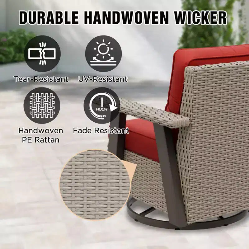 EAGLE PEAK Classic 360 Swivel Rocker Patio Chair with Thick Cushions, All-Weather Wicker Outdoor Lounge Glider