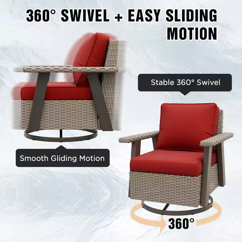 EAGLE PEAK Classic 360 Swivel Rocker Patio Chair with Thick Cushions, All-Weather Wicker Outdoor Lounge Glider