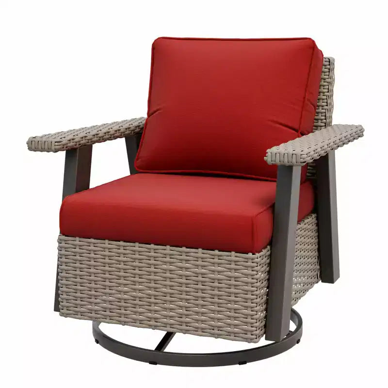 EAGLE PEAK Classic 360 Swivel Rocker Patio Chair with Thick Cushions, All-Weather Wicker Outdoor Lounge Glider