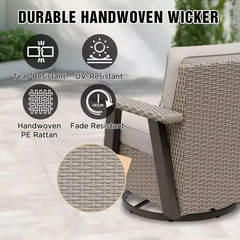 EAGLE PEAK Classic 360 Swivel Rocker Patio Chair with Thick Cushions, All-Weather Wicker Outdoor Lounge Glider