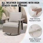 EAGLE PEAK Classic 360 Swivel Rocker Patio Chair with Thick Cushions, All-Weather Wicker Outdoor Lounge Glider