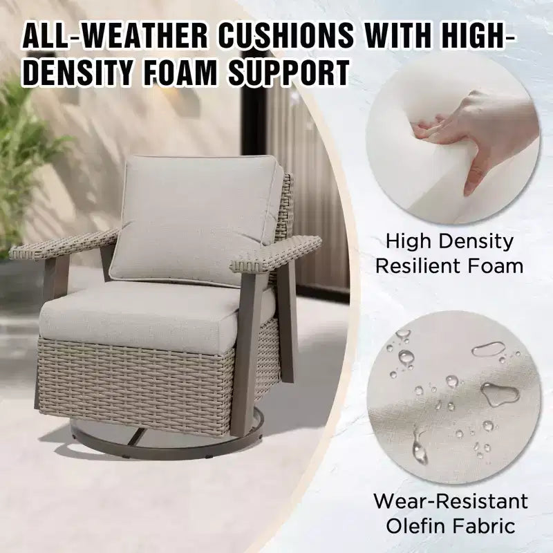 EAGLE PEAK Classic 360 Swivel Rocker Patio Chair with Thick Cushions, All-Weather Wicker Outdoor Lounge Glider