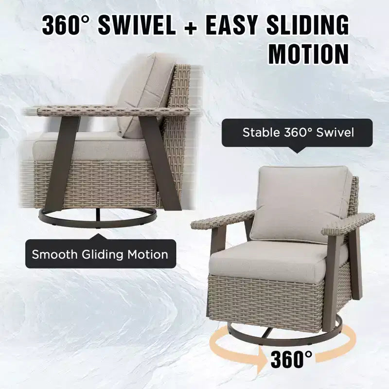 EAGLE PEAK Classic 360 Swivel Rocker Patio Chair with Thick Cushions, All-Weather Wicker Outdoor Lounge Glider