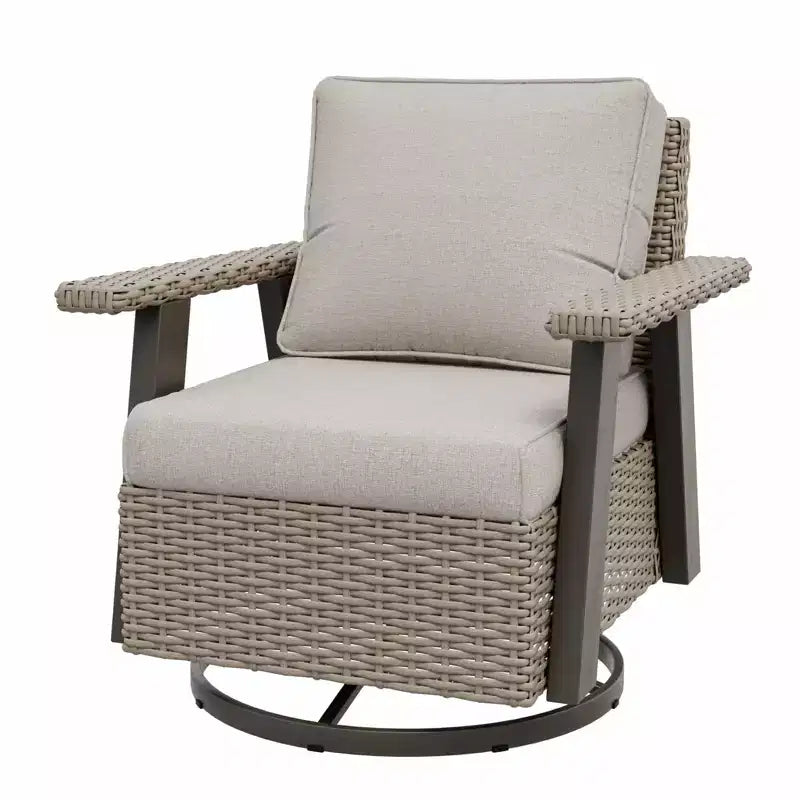 EAGLE PEAK Classic 360 Swivel Rocker Patio Chair with Thick Cushions, All-Weather Wicker Outdoor Lounge Glider
