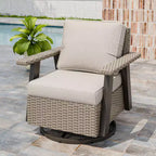 EAGLE PEAK Classic 360 Swivel Rocker Patio Chair with Thick Cushions, All-Weather Wicker Outdoor Lounge Glider