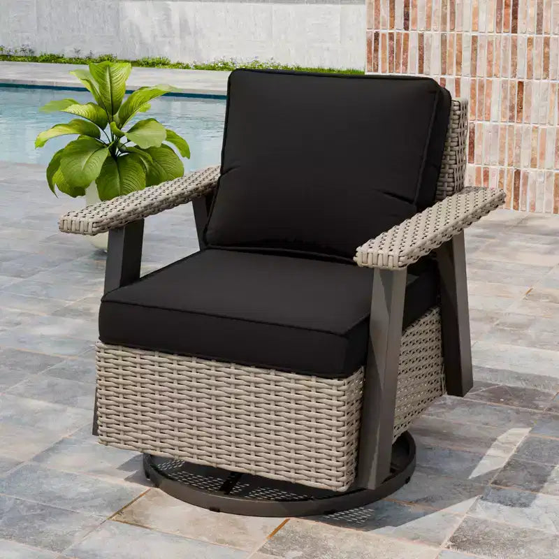 EAGLE PEAK Classic 360 Swivel Rocker Patio Chair with Thick Cushions, All-Weather Wicker Outdoor Lounge Glider