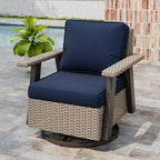EAGLE PEAK Classic 360 Swivel Rocker Patio Chair with Thick Cushions, All-Weather Wicker Outdoor Lounge Glider