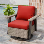 EAGLE PEAK Classic 360 Swivel Rocker Patio Chair with Thick Cushions, All-Weather Wicker Outdoor Lounge Glider