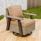 EAGLE PEAK Classic 360 Swivel Rocker Patio Chair with Thick Cushions, All-Weather Wicker Outdoor Lounge Glider