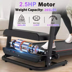 2.5HP Foldable Electric Treadmill with Incline, 12KM/H Speed, Heart Rate Sensor, Bluetooth Music, Cup Holder for Home Gym Fitness