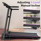 2.5HP Foldable Electric Treadmill with Incline, 12KM/H Speed, Heart Rate Sensor, Bluetooth Music, Cup Holder for Home Gym Fitness