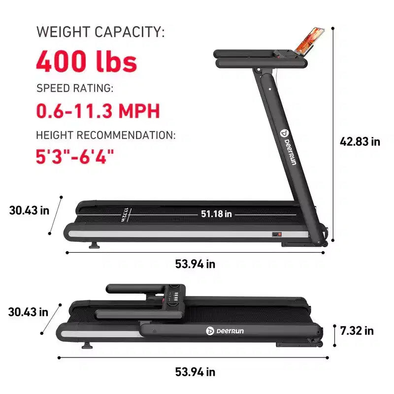 DeerRun X20 treadmill with 15% Auto Incline Treadmill Full Running Deck Treadmill 400 lbs Capacity