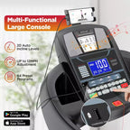Folding Treadmill for Home, 5HP Motor, 20% Auto Incline, 12MPH, 71 Programs, Bluetooth APP, Shock-Absorbing Deck, 300LB Capacity, Knee Strap Gift