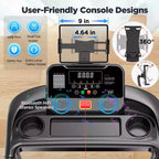 Folding Treadmill for Home with 3.0HP Motor, 300LB Capacity, 3-Level Incline, 7.5MPH Speed, 64 Programs, APP Control, Bluetooth, Free Knee Strap