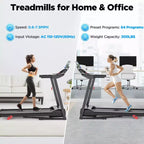 Folding Treadmill for Home with 3.0HP Motor, 300LB Capacity, 3-Level Incline, 7.5MPH Speed, 64 Programs, APP Control, Bluetooth, Free Knee Strap