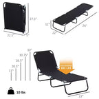 Folding Chaise Lounge Pool Chairs, Outdoor Sun Tanning Chairs with 5-Level Reclining Back, Steel Frame for Beach, Patio