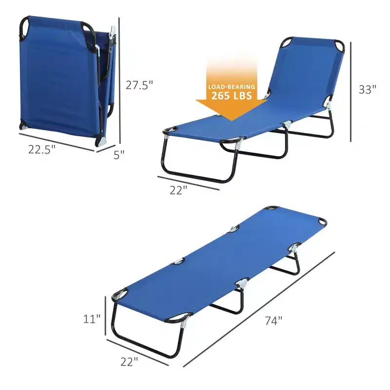 Folding Chaise Lounge Pool Chairs, Outdoor Sun Tanning Chairs with 5-Level Reclining Back, Steel Frame for Beach, Patio