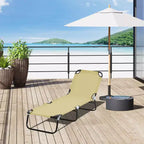 Folding Chaise Lounge Pool Chairs, Outdoor Sun Tanning Chairs with 5-Level Reclining Back, Steel Frame for Beach, Patio