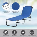 Folding Chaise Lounge Pool Chairs, Outdoor Sun Tanning Chairs with 5-Level Reclining Back, Steel Frame for Beach, Patio