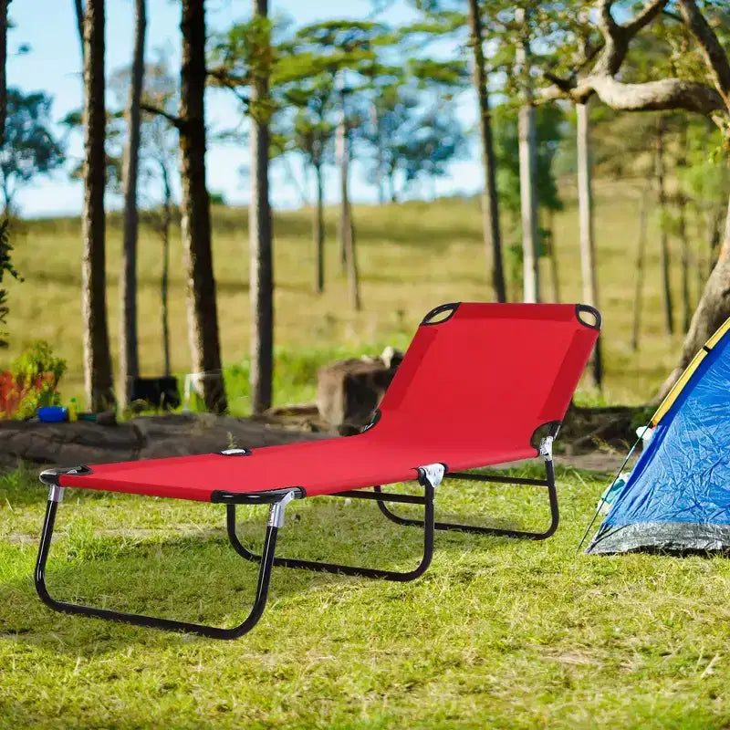 Folding Chaise Lounge Pool Chairs, Outdoor Sun Tanning Chairs with 5-Level Reclining Back, Steel Frame for Beach, Patio