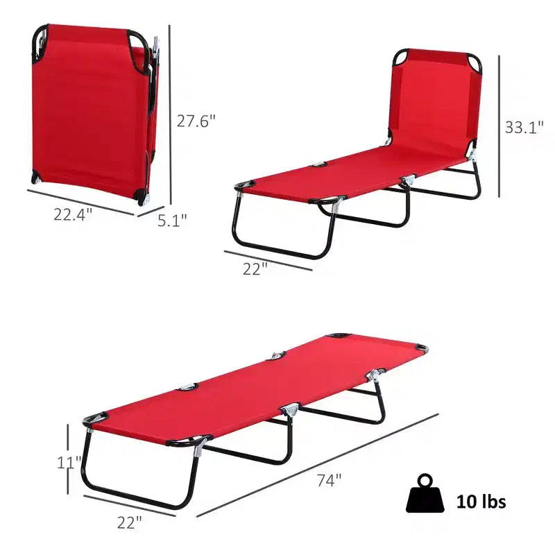 Folding Chaise Lounge Pool Chairs, Outdoor Sun Tanning Chairs with 5-Level Reclining Back, Steel Frame for Beach, Patio