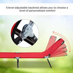 Folding Chaise Lounge Pool Chairs, Outdoor Sun Tanning Chairs with 5-Level Reclining Back, Steel Frame for Beach, Patio