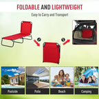 Folding Chaise Lounge Pool Chairs, Outdoor Sun Tanning Chairs with 5-Level Reclining Back, Steel Frame for Beach, Patio