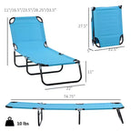 Folding Chaise Lounge Pool Chairs, Outdoor Sun Tanning Chairs with 5-Level Reclining Back, Steel Frame for Beach, Patio