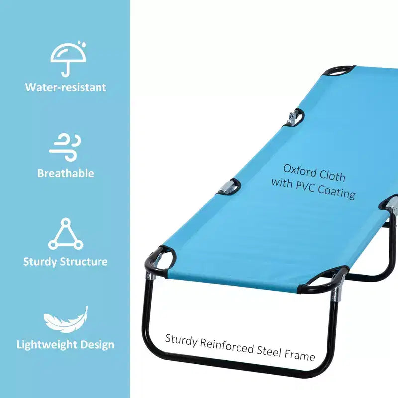 Folding Chaise Lounge Pool Chairs, Outdoor Sun Tanning Chairs with 5-Level Reclining Back, Steel Frame for Beach, Patio