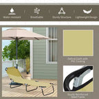 Folding Chaise Lounge Pool Chairs, Outdoor Sun Tanning Chairs with 5-Level Reclining Back, Steel Frame for Beach, Patio