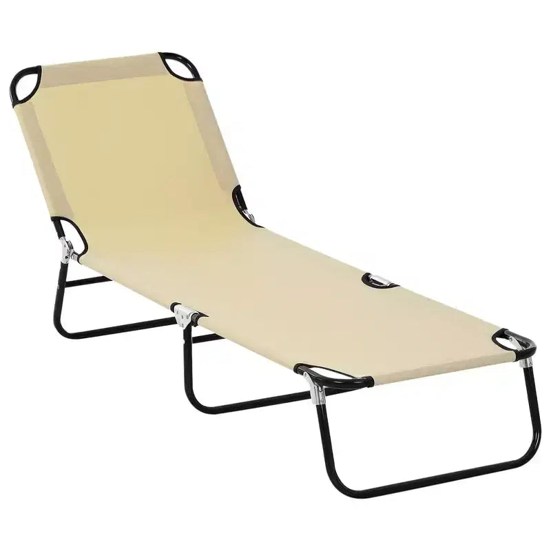 Folding Chaise Lounge Pool Chairs, Outdoor Sun Tanning Chairs with 5-Level Reclining Back, Steel Frame for Beach, Patio