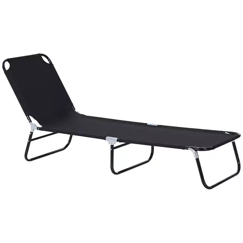 Folding Chaise Lounge Pool Chairs, Outdoor Sun Tanning Chairs with 5-Level Reclining Back, Steel Frame for Beach, Patio