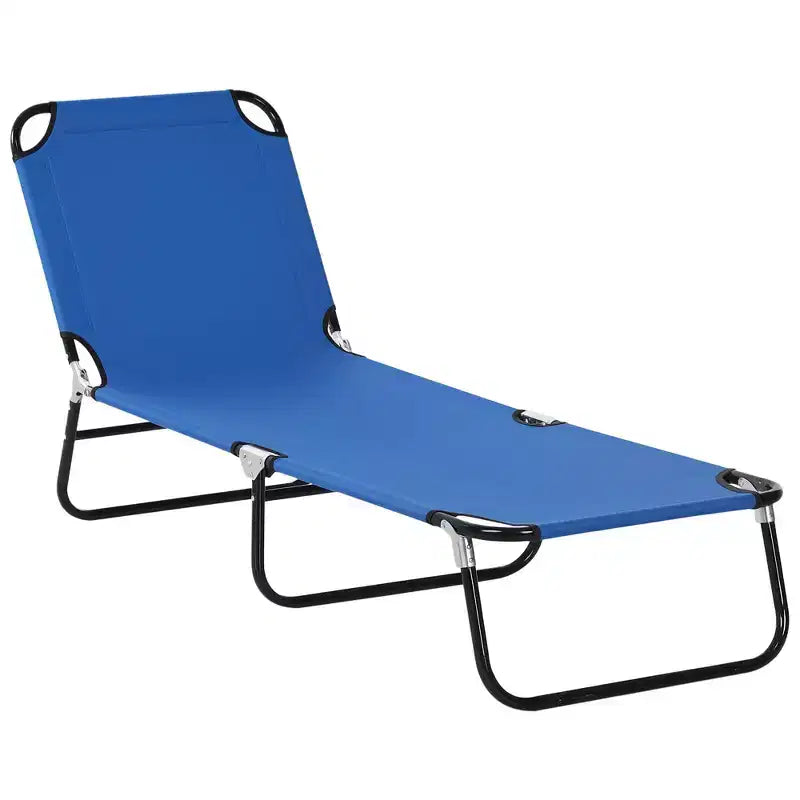 Folding Chaise Lounge Pool Chairs, Outdoor Sun Tanning Chairs with 5-Level Reclining Back, Steel Frame for Beach, Patio
