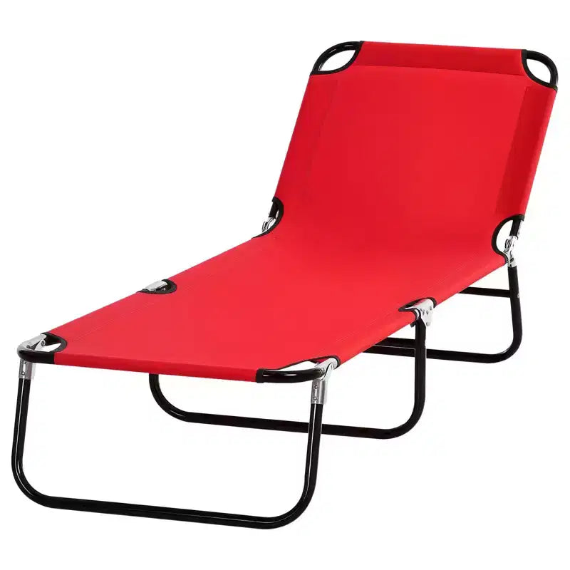 Folding Chaise Lounge Pool Chairs, Outdoor Sun Tanning Chairs with 5-Level Reclining Back, Steel Frame for Beach, Patio