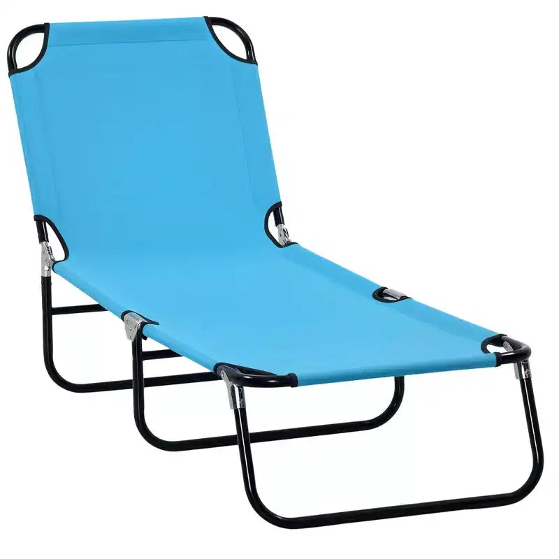 Folding Chaise Lounge Pool Chairs, Outdoor Sun Tanning Chairs with 5-Level Reclining Back, Steel Frame for Beach, Patio