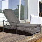Wicker Chaise Lounge, 4 Position Adjustable Backrest and Cushions Outdoor Lounge Chair PE Rattan Sun Lounger for Poolside, Balcony or Garden